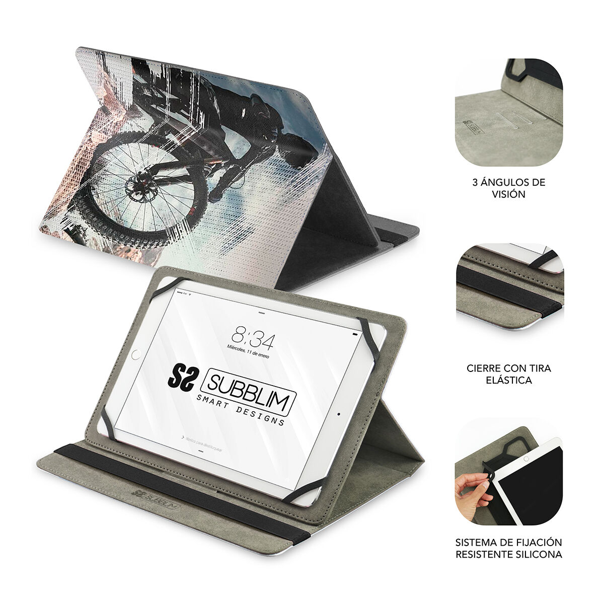 Fodral till Läsplatta Subblim Trendy Biker Multicolour 11" - 16