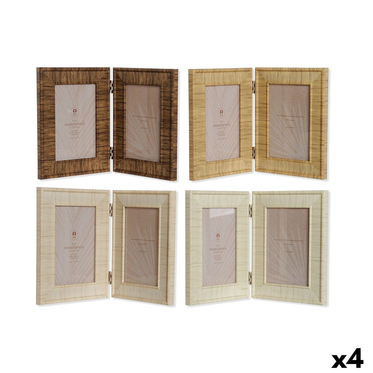Fotoram Home ESPRIT Brun Beige Naturell Elfenben Glas polystyren Skandinavisk 31 X 2 X 21 cm (4 antal) - 4