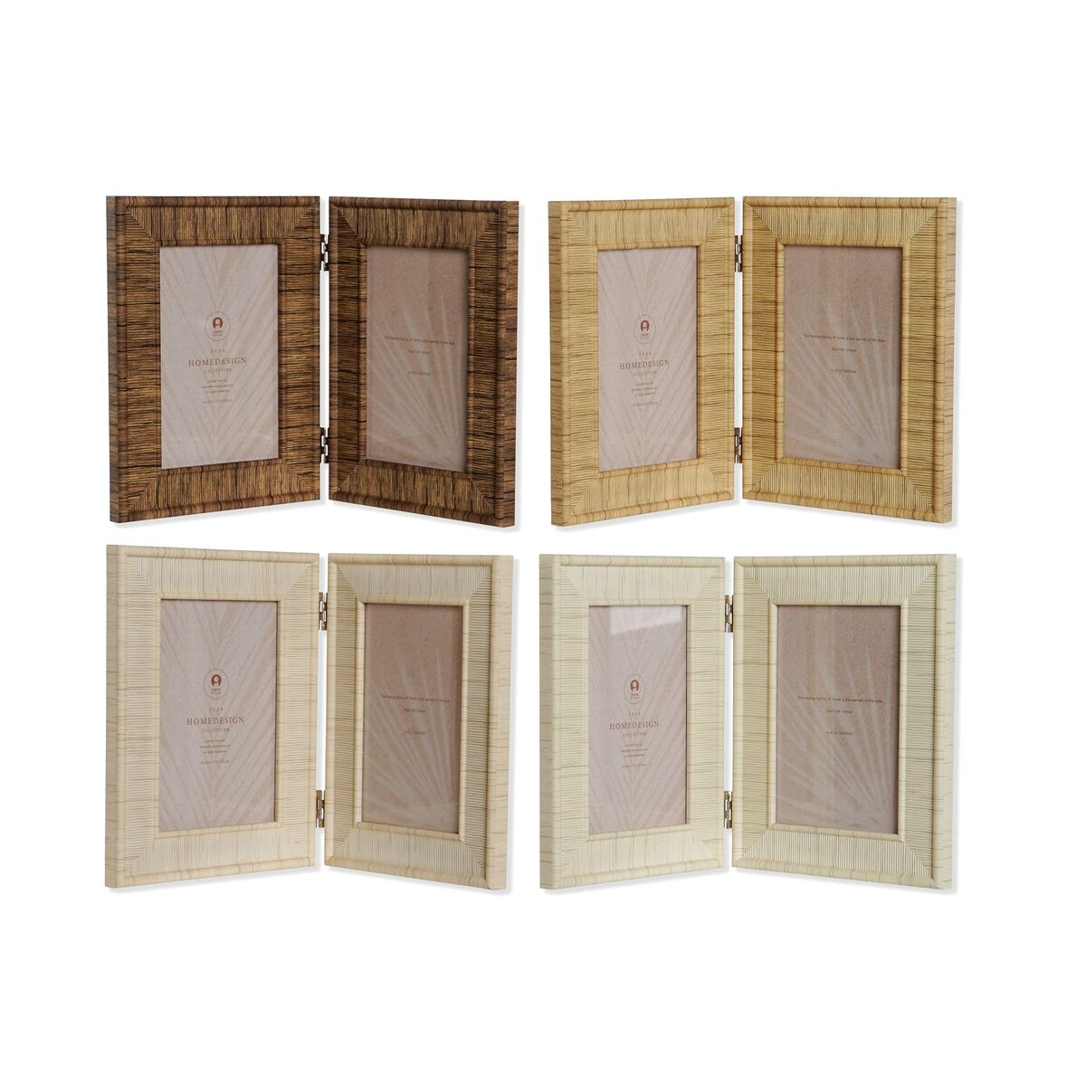 Fotoram Home ESPRIT Brun Beige Naturell Elfenben Glas polystyren Skandinavisk 31 X 2 X 21 cm (4 antal)
