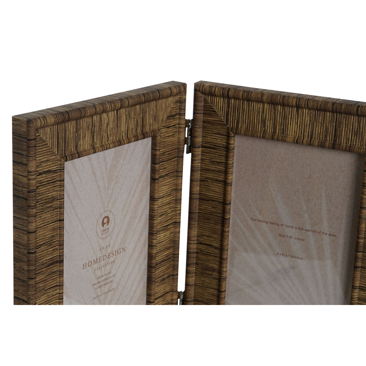 Fotoram Home ESPRIT Brun Beige Naturell Elfenben Glas polystyren Skandinavisk 31 X 2 X 21 cm (4 antal) - 3