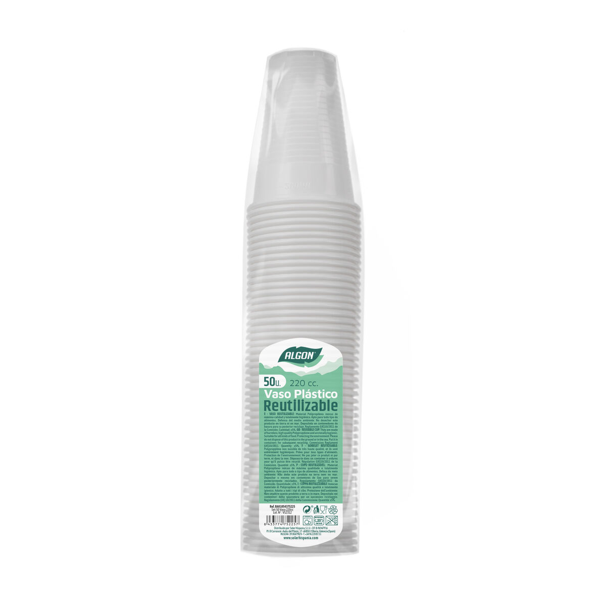 Set med återanvändbara glas Algon Vit 220 ml 50 antal - 4