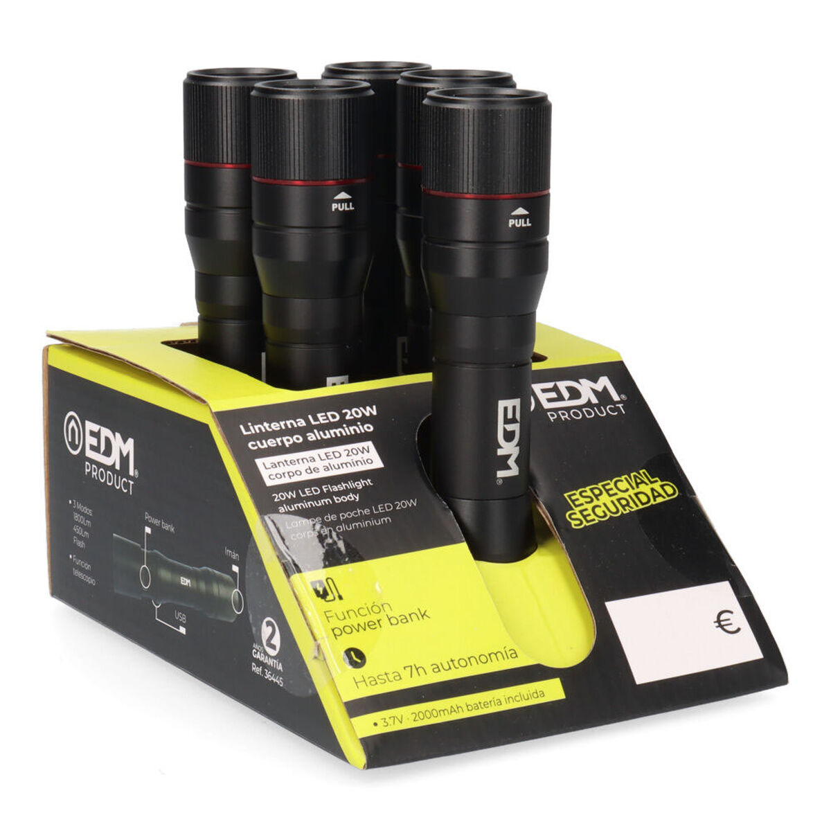 Ficklampa EDM 36445 20 W 1800 Lm Power Bank Laddningsbar - 13