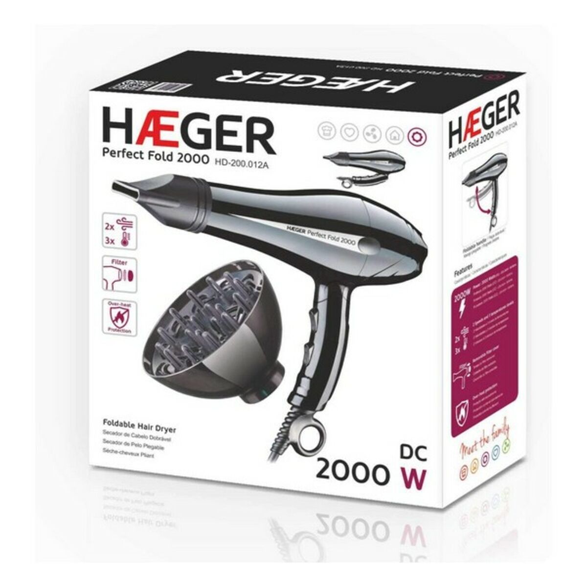 Hårtork Haeger HD-200.012A 2000W Svart 2000 W - 2