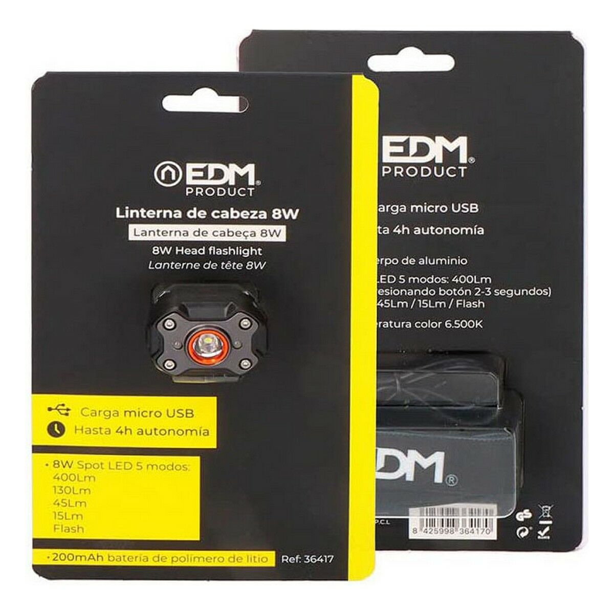 LED-lampa för huvudet EDM 36417 Svart 8 W 400 lm - 2