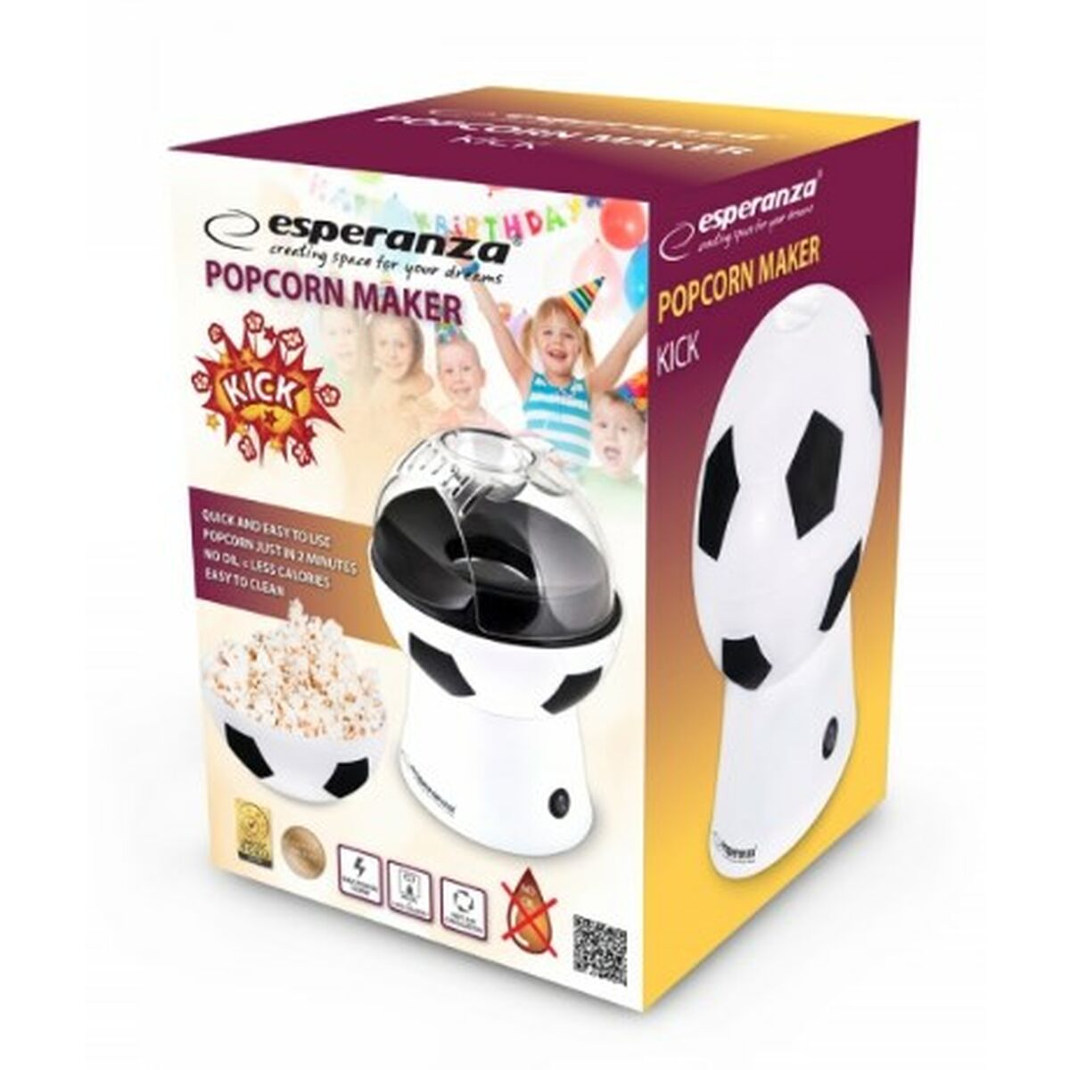 Popcornmaskin Esperanza EKP007 Vit Svart - 4