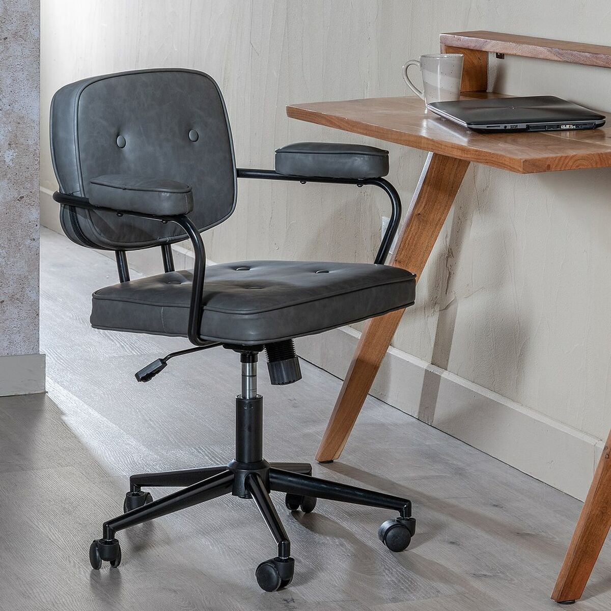 Kontorsstol 56 x 56 x 92 cm Svart - 9