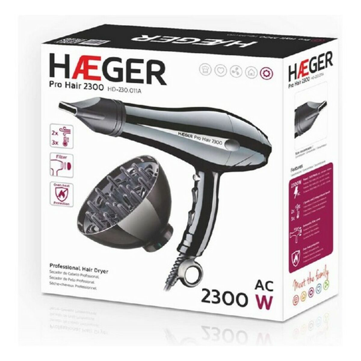 Hårtork Haeger HD-230.011B 2300 W Svart 2300 W - 5