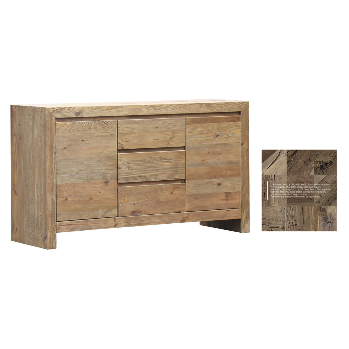Skänk Home ESPRIT Naturell Furu Återvunnet Trä 160 X 48 X 90 cm - 2