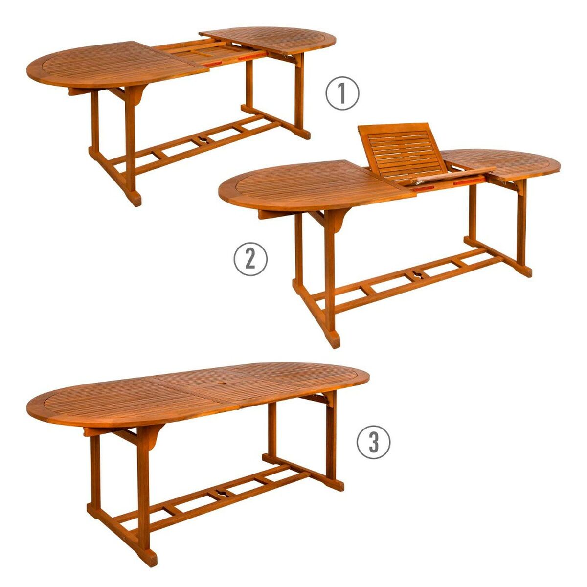Utfällbart bord Aktive 200 x 74 x 90 cm Akaciaträ - 12