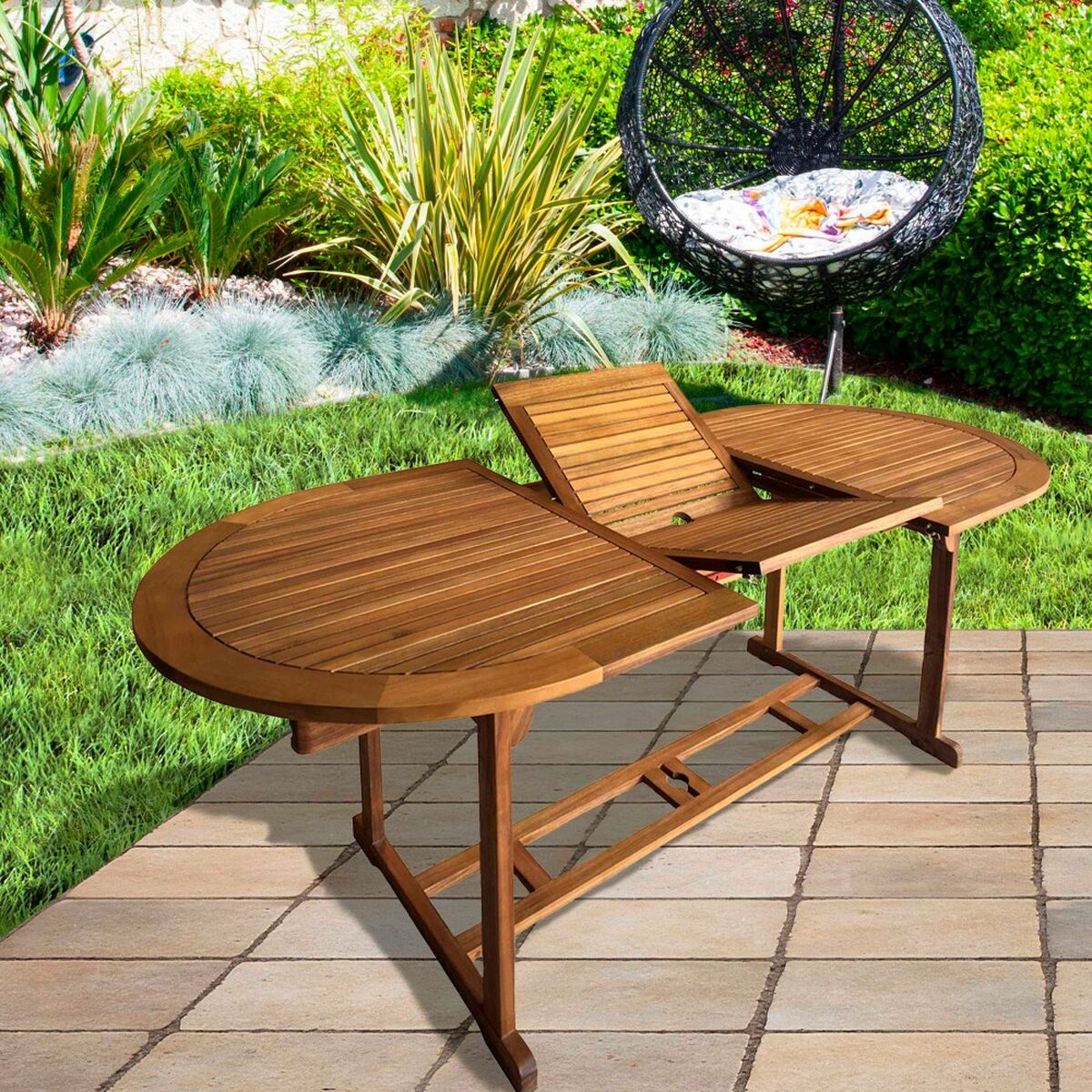 Utfällbart bord Aktive 200 x 74 x 90 cm Akaciaträ - 4