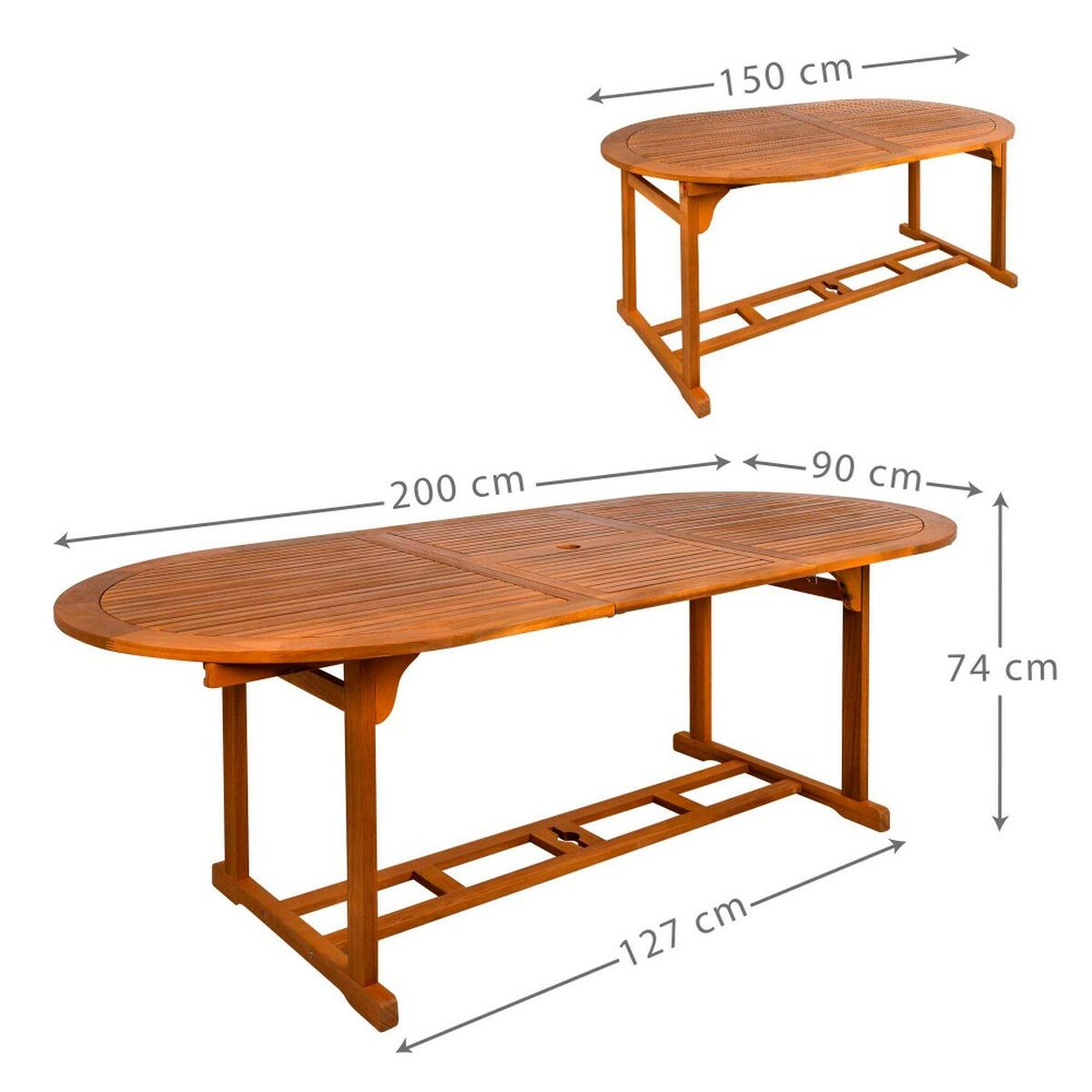 Utfällbart bord Aktive 200 x 74 x 90 cm Akaciaträ - 3