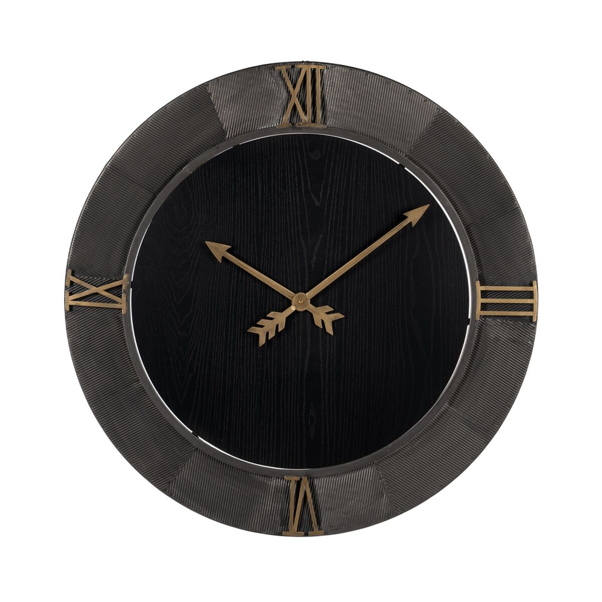 Väggklocka Svart Gyllene Järn Trä MDF 80 x 2,5 x 80 cm