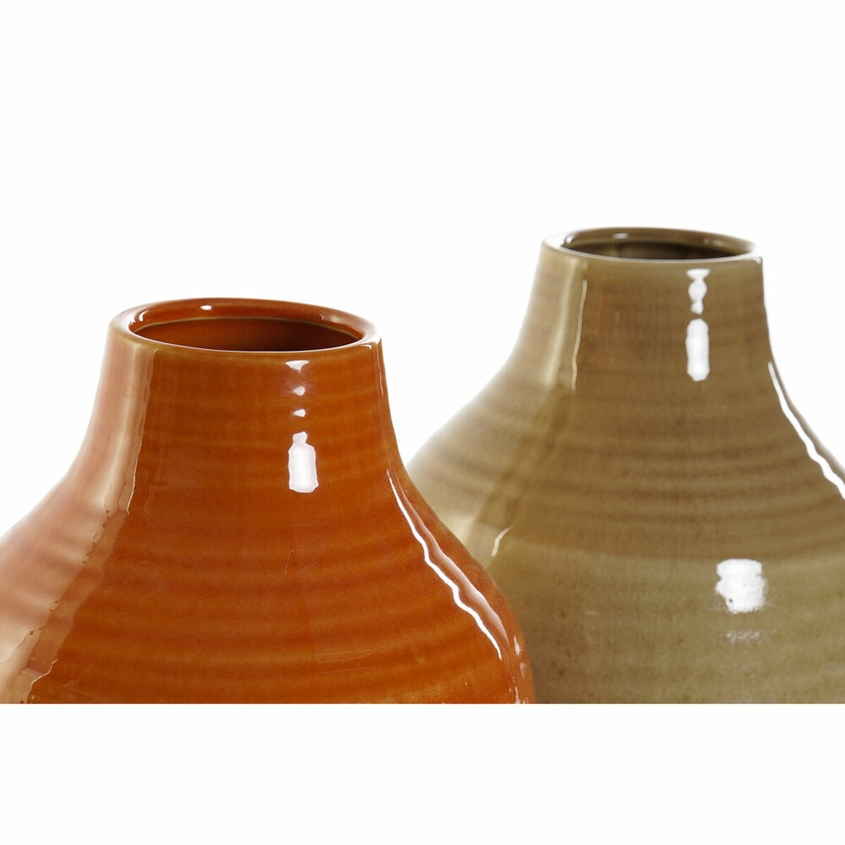 Vas DKD Home Decor Porslin Brun Orange (2 antal) (17 x 17 x 27 cm) - 2