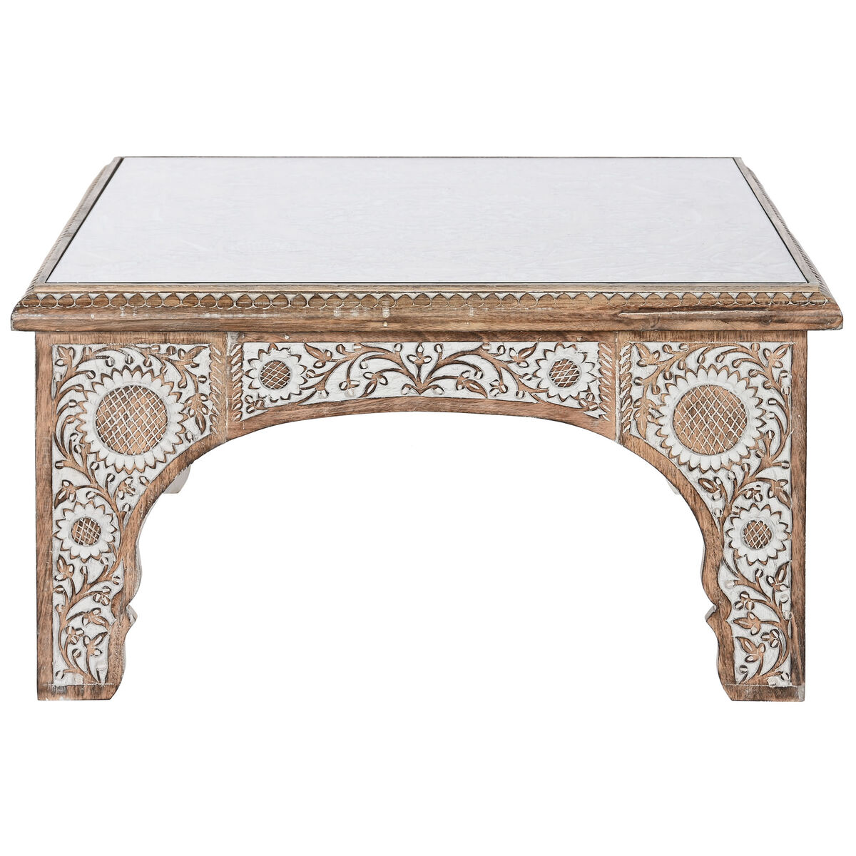 Soffbord DKD Home Decor 81 x 81 x 45 cm Glas Aluminium Mangoträ - 3