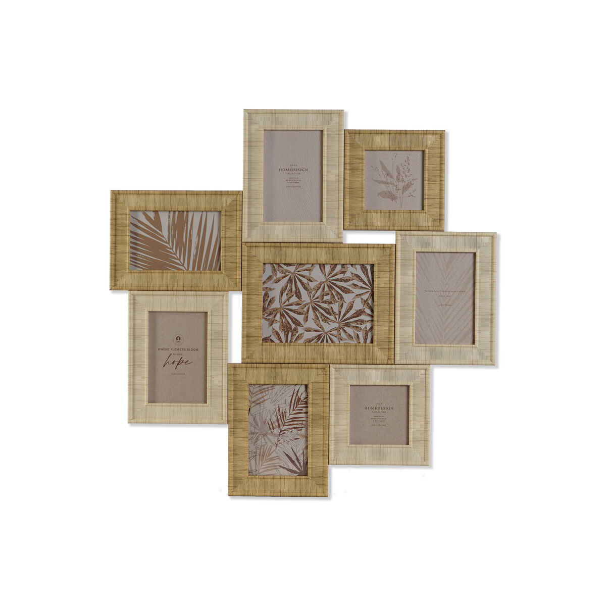 Fotoram Home ESPRIT Beige Naturell Glas polystyren Skandinavisk 60 X 2 X 59 cm