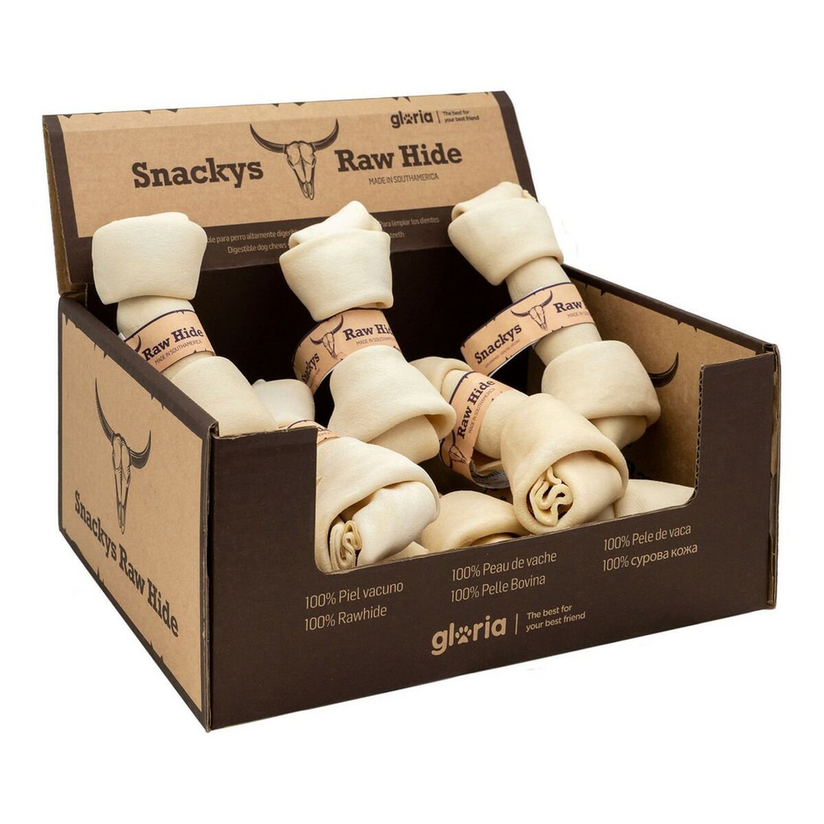 Hundgodis Gloria Snackys Rawhide Kalvkött Knut 15-17 cm 10 antal - 8