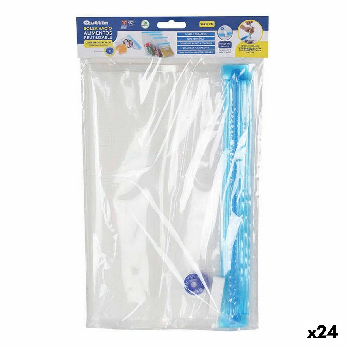 Återanvändbar matväska Quttin Dammsugarslang 4 Delar 26 x 34 cm (24 antal) - 5