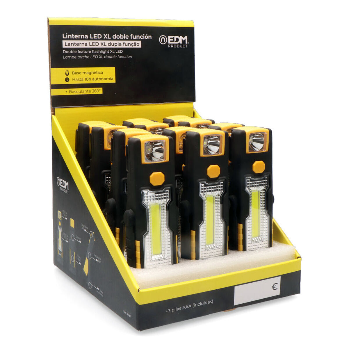 Ficklampa LED EDM 36381 Cob XL 3 W Två funktioner Krok Magnet - 7