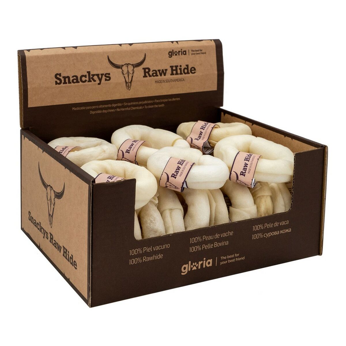 Hundgodis Gloria Snackys Rawhide Kalvkött Donut 8-9 cm - 8