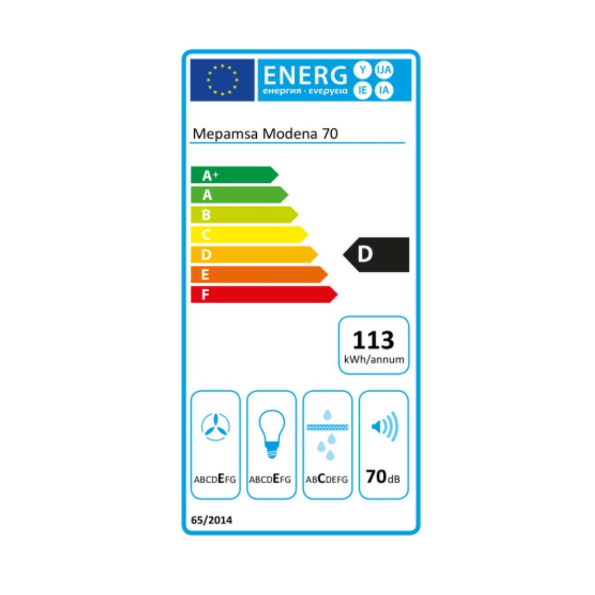 Konventionell fläkt Mepamsa Modena 70 cm 400 m3/h 71 dB Stål (Renoverade B) - 2