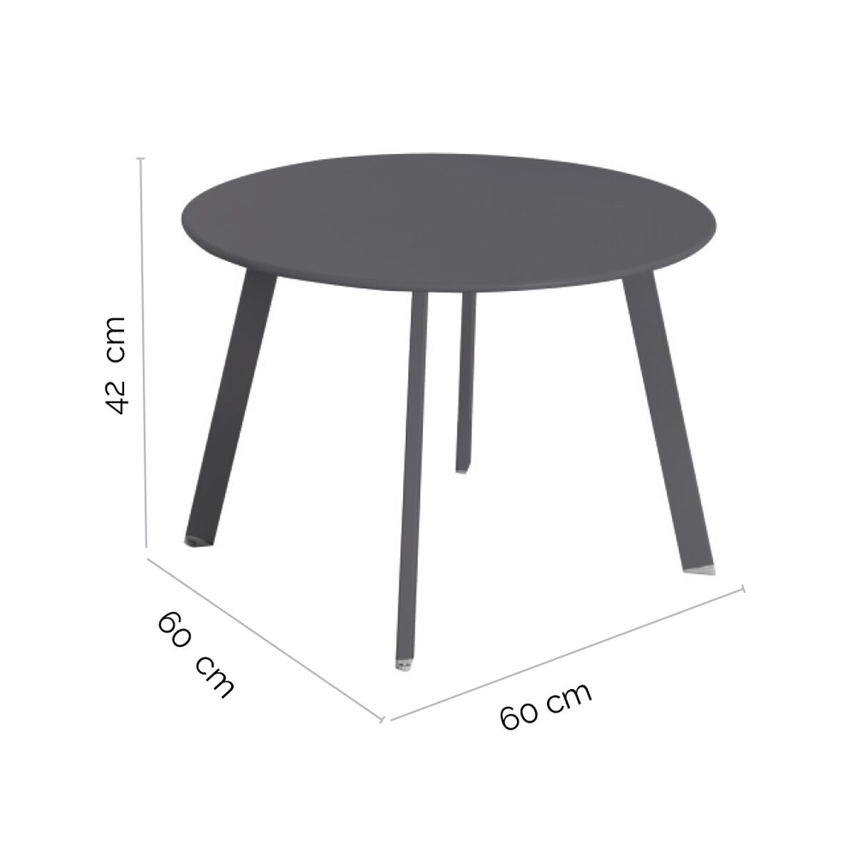 Sidobord Marzia 60 x 60 x 42 cm Stål Grafit - 12
