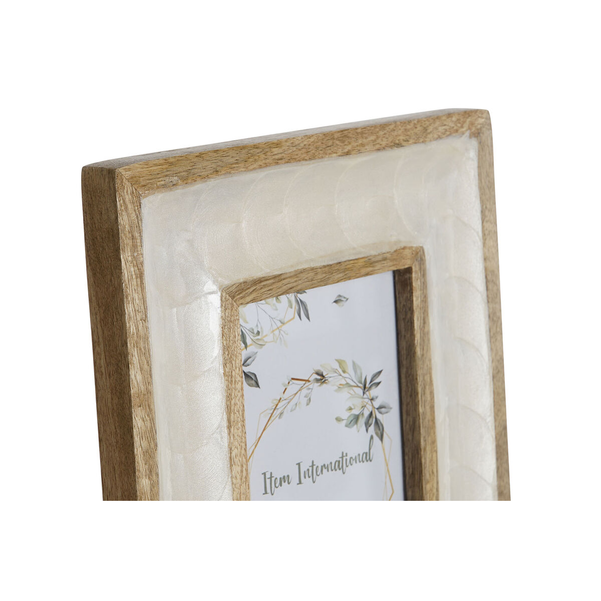 Fotoram Home ESPRIT Vit Naturell Pärlemor Mangoträ Modern 19 x 2 x 24 cm - 2