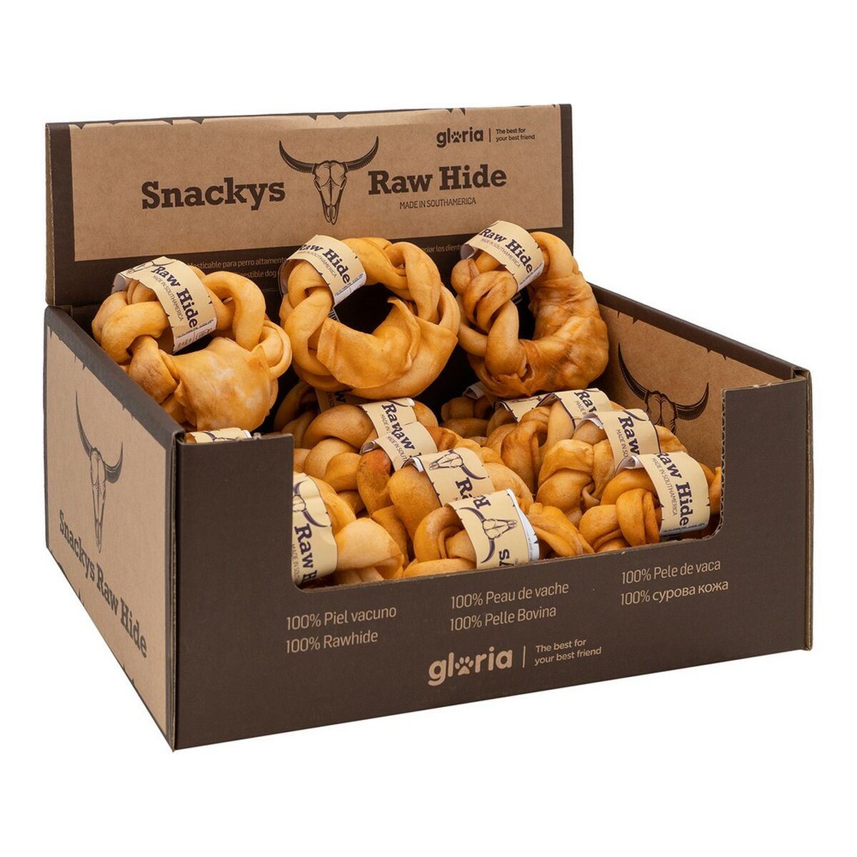 Hundgodis Gloria Snackys Rawhide Honung Flätning Donut - 14