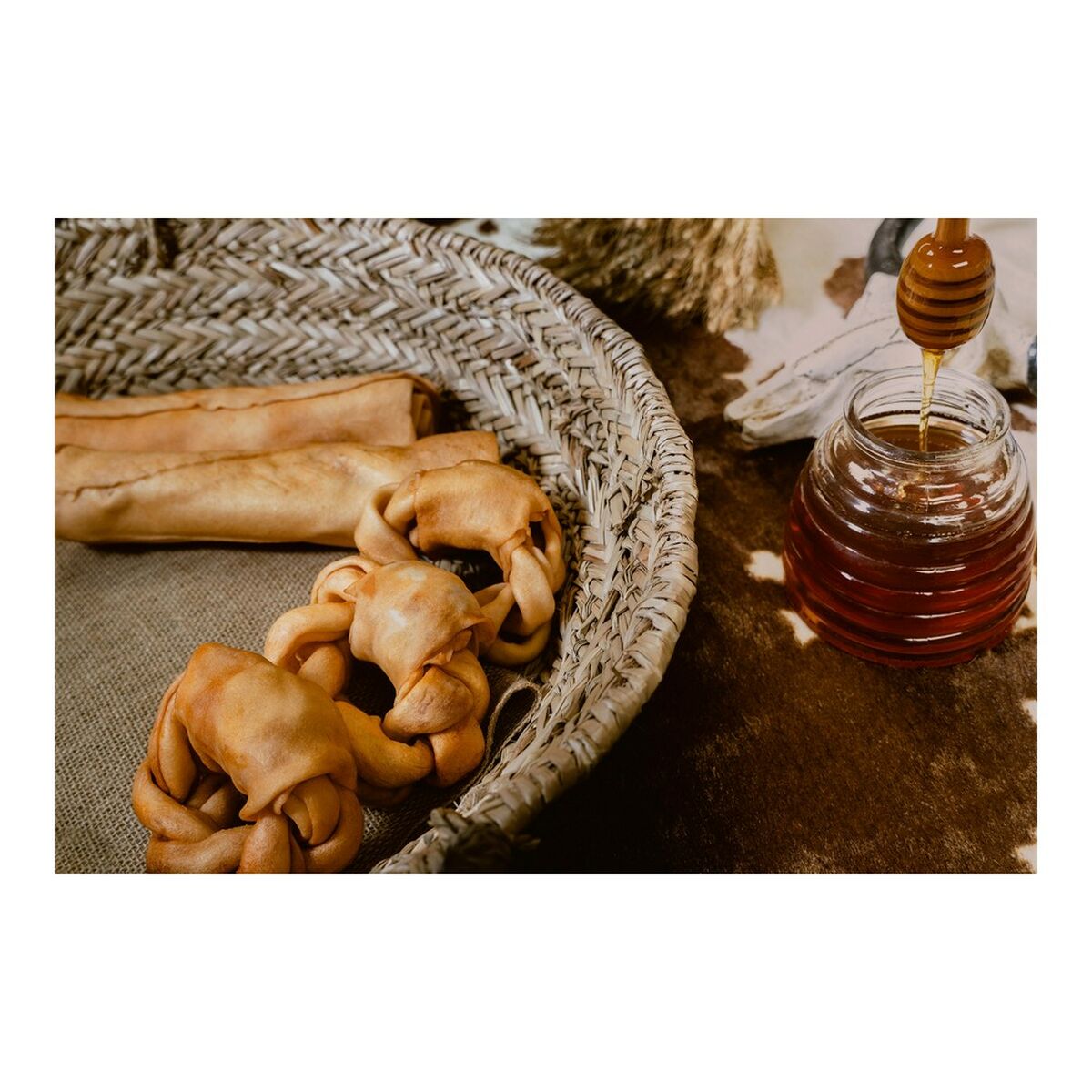 Hundgodis Gloria Snackys Rawhide Honung Flätning Donut - 16