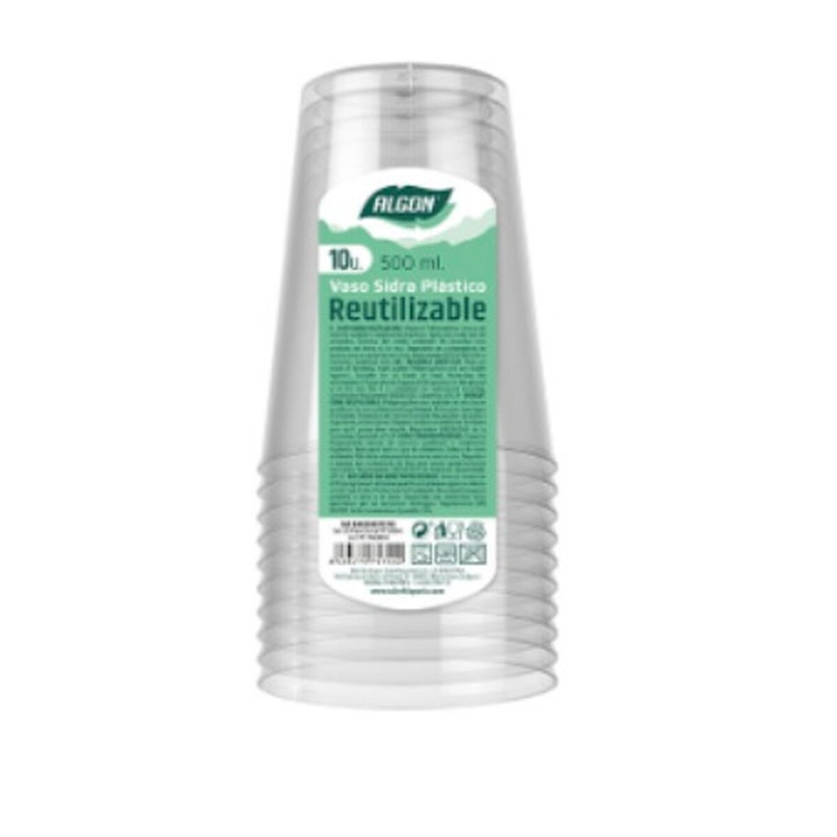 Set med återanvändbara glas Algon Transparent Cider 500 ml 10 antal - 2