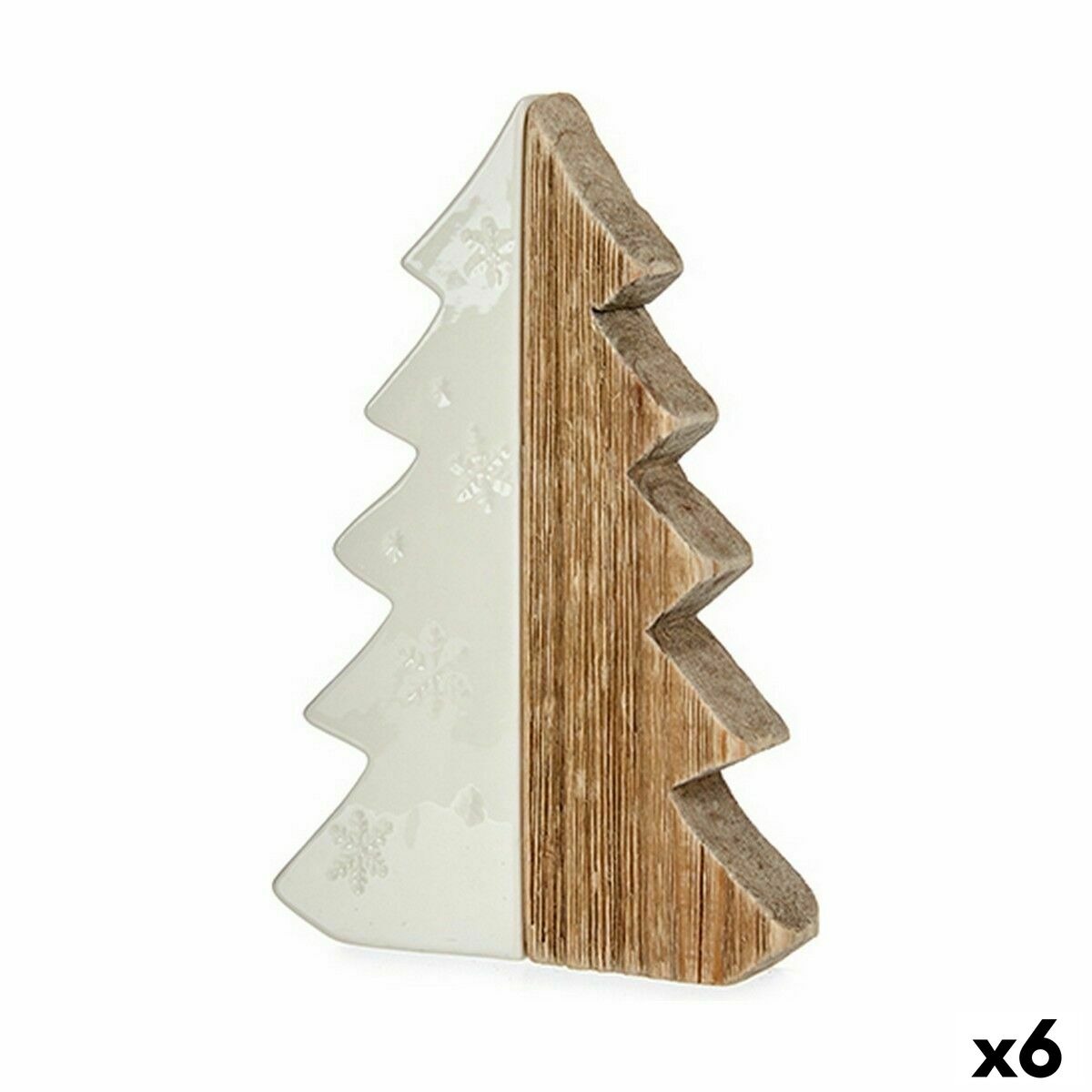 Julgran Krist+ 20A154-21 Vit Naturell Trä Keramik Julgran 3 x 21 x 14 cm (6 antal)