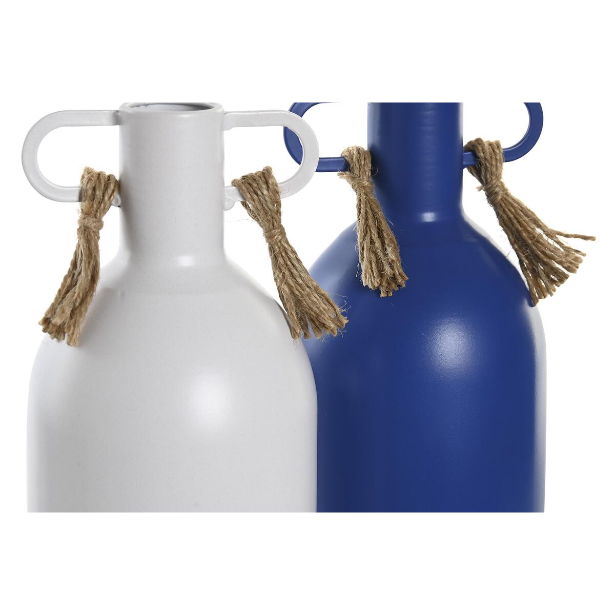 Vas DKD Home Decor Metall Vit Marinblå (9 x 9 x 19 cm) (2 antal) - 2