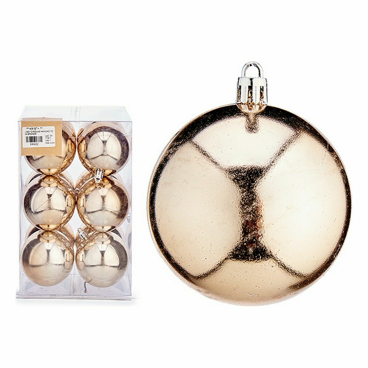 Uppsättning av julkulor champagne Plast Ø 7 cm (12 antal) - 2