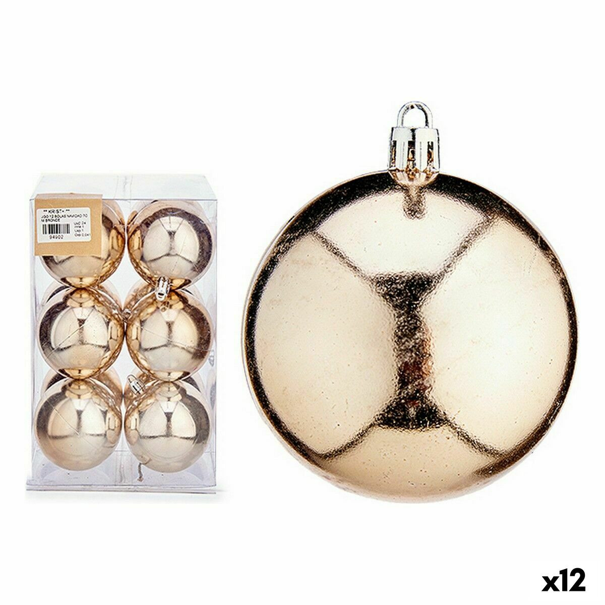 Uppsättning av julkulor champagne Plast Ø 7 cm (12 antal) - 3