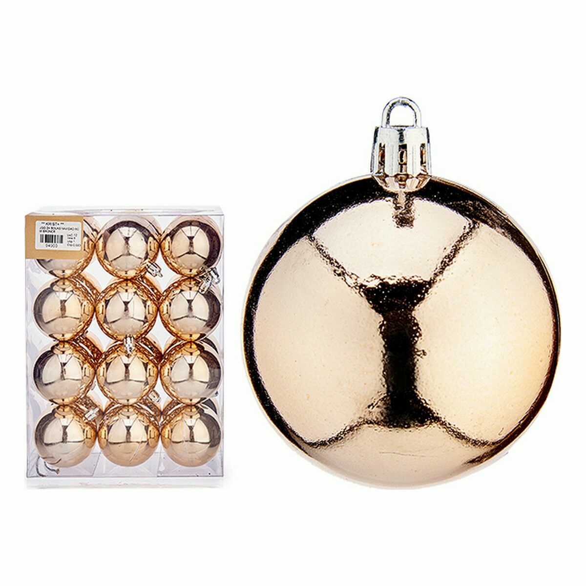Uppsättning av julkulor champagne PVC 6 x 7 x 6 cm (12 antal) - 2