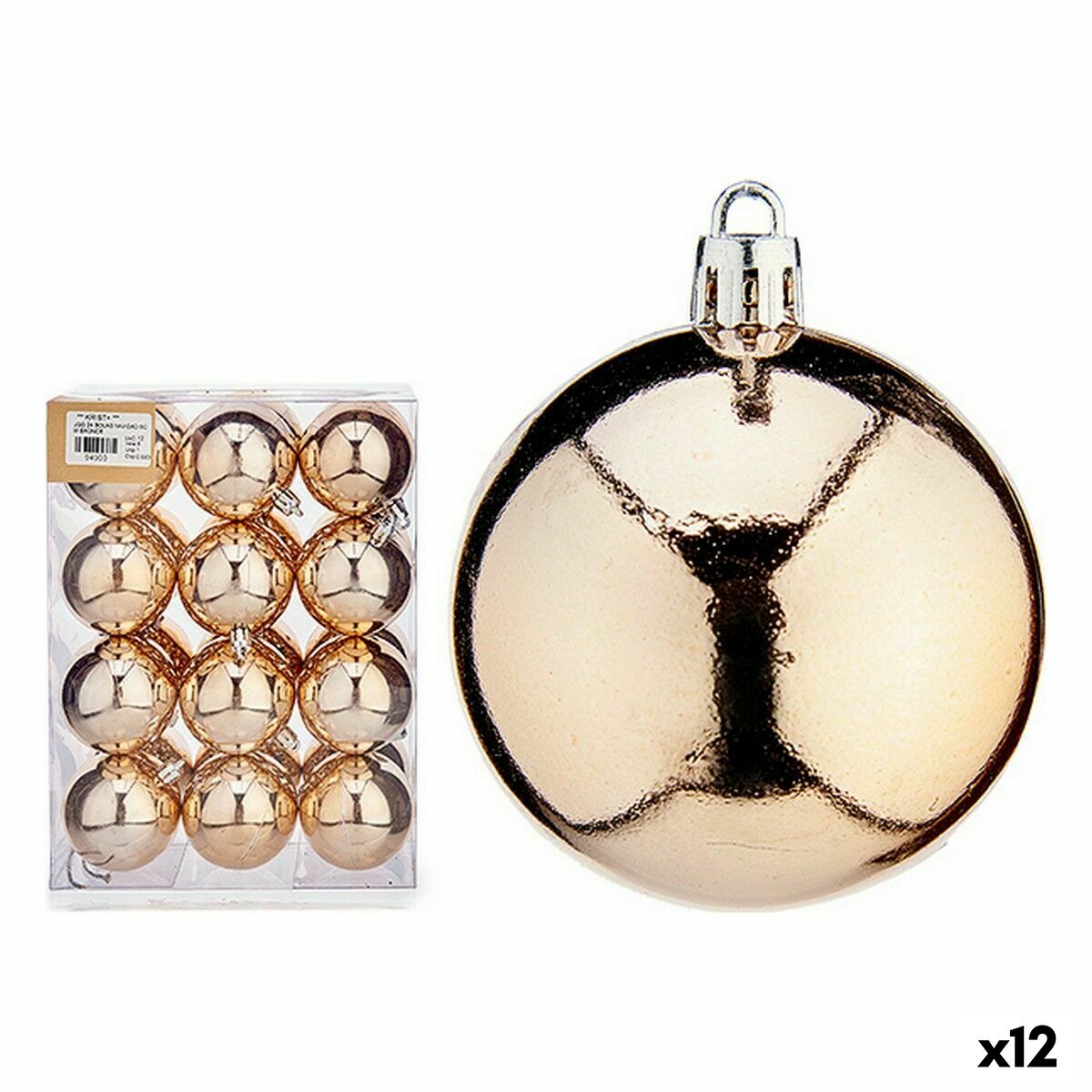 Uppsättning av julkulor champagne PVC 6 x 7 x 6 cm (12 antal) - 3