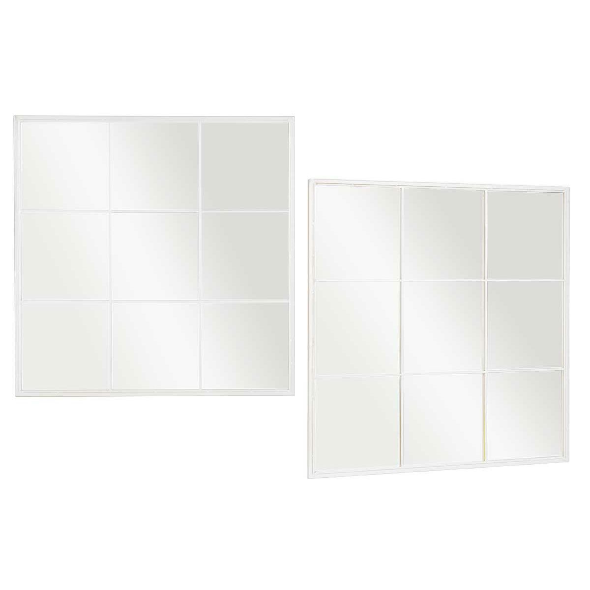Väggspegel Vit Metall Glas Fönster 90 x 90 x 2 cm - 6