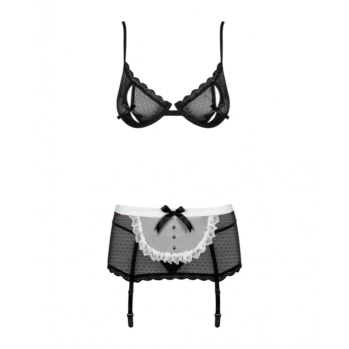 Set med underkläder i läder Obsessive MAIDME L/XL - 6