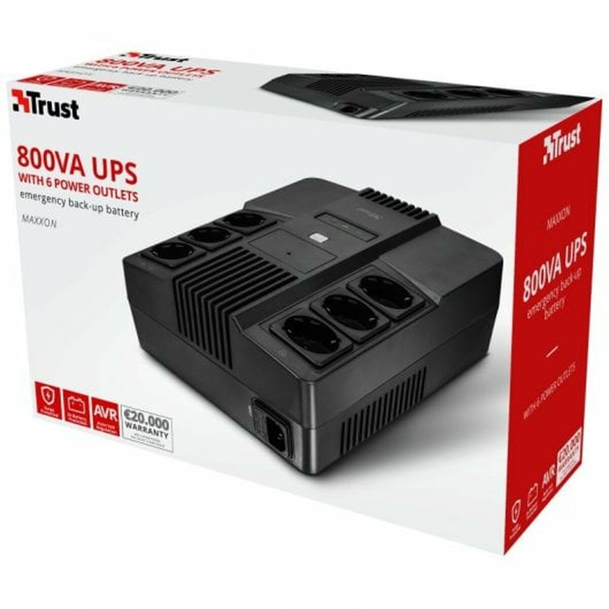 System för Avbrottsfri Strömförsörjning Interaktiv (UPS) Trust 23326 800 VA - 4