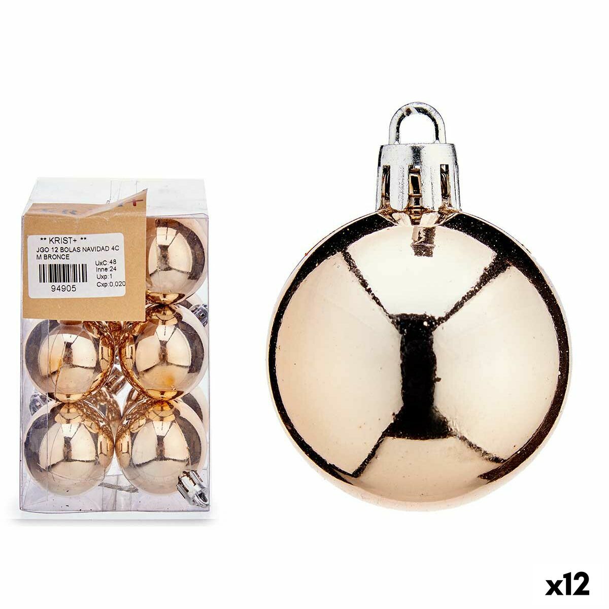 Uppsättning av julkulor Krist+ 00480-6 Brons PVC Ø 4 cm (12 antal) - 3