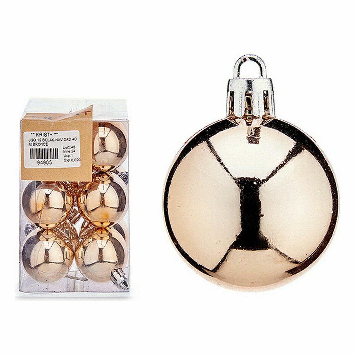 Uppsättning av julkulor Krist+ 00480-6 Brons PVC Ø 4 cm (12 antal) - 2