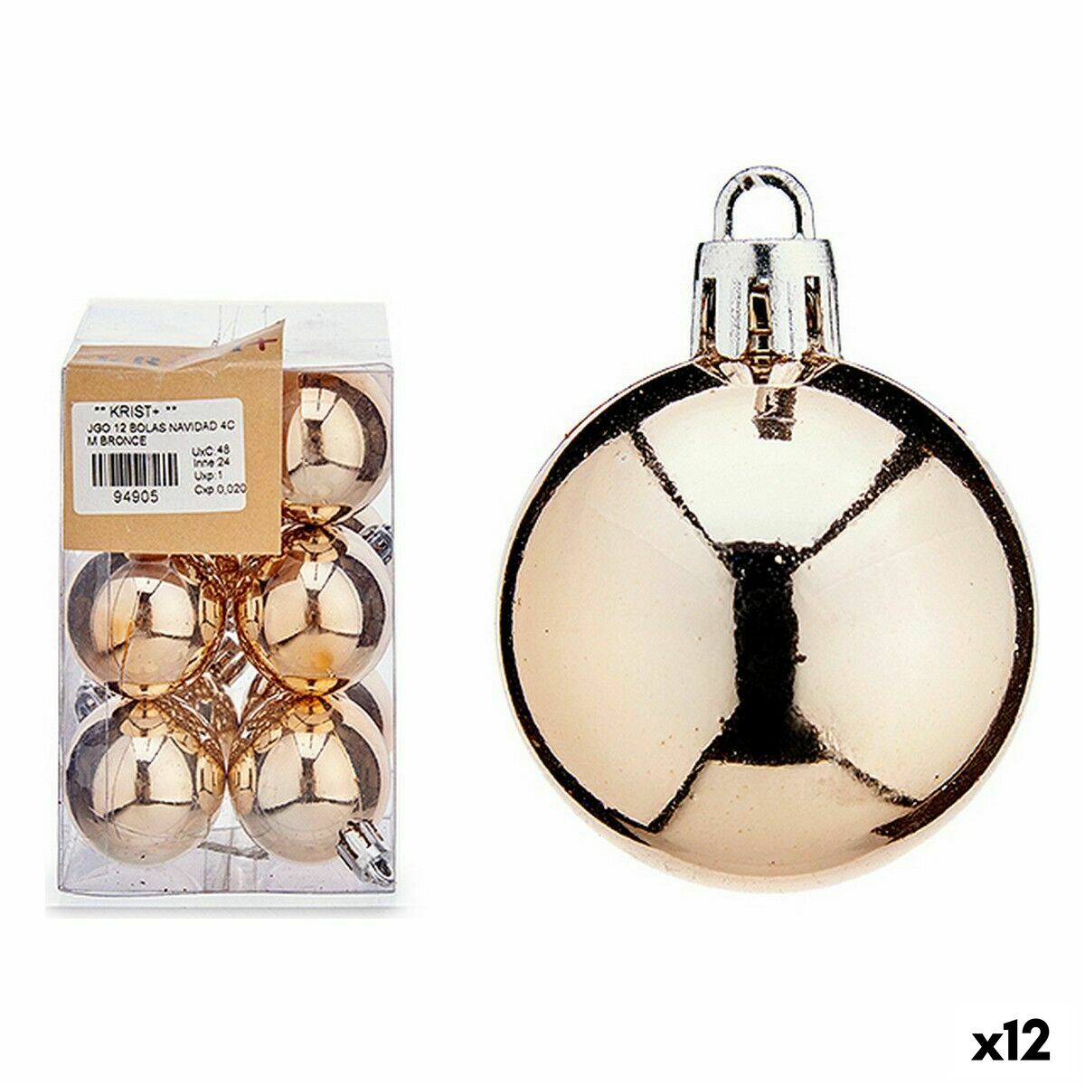 Uppsättning av julkulor Krist+ 00480-6 Brons PVC Ø 4 cm (12 antal)
