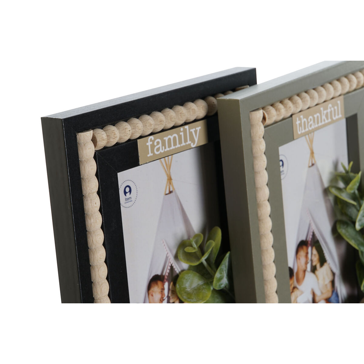 Fotoram Home ESPRIT Svart Grön Naturell Trä MDF Skandinavisk 16 x 2 x 21 cm (2 antal) - 3