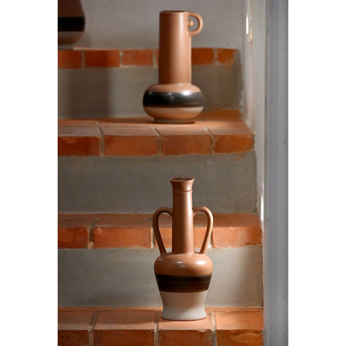 Vas DKD Home Decor Vit Grå Terrakota n Porslin 12,7 x 12,5 x 30 cm (3 antal) - 2