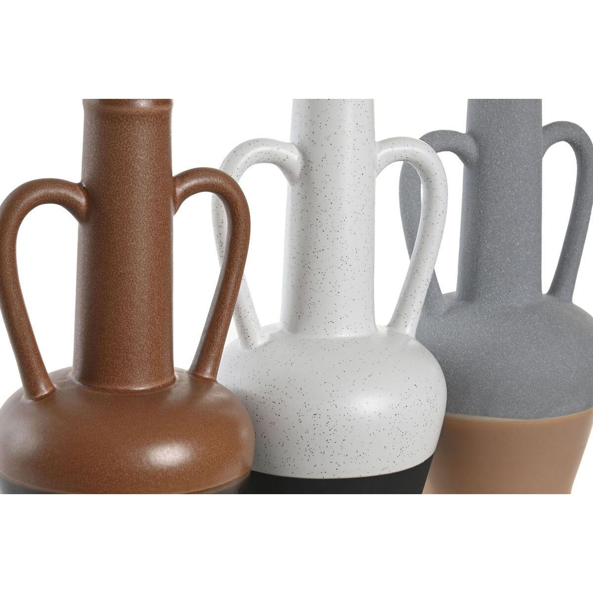 Vas DKD Home Decor Vit Grå Terrakota n Porslin 12,7 x 12,5 x 30 cm (3 antal) - 3