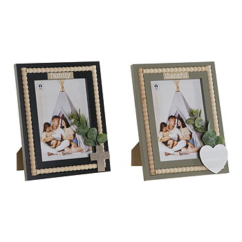 Fotoram Home ESPRIT Svart Grön Naturell Aluminium Glas Trä MDF Scandi 19 x 2 x 24 cm (2 antal)