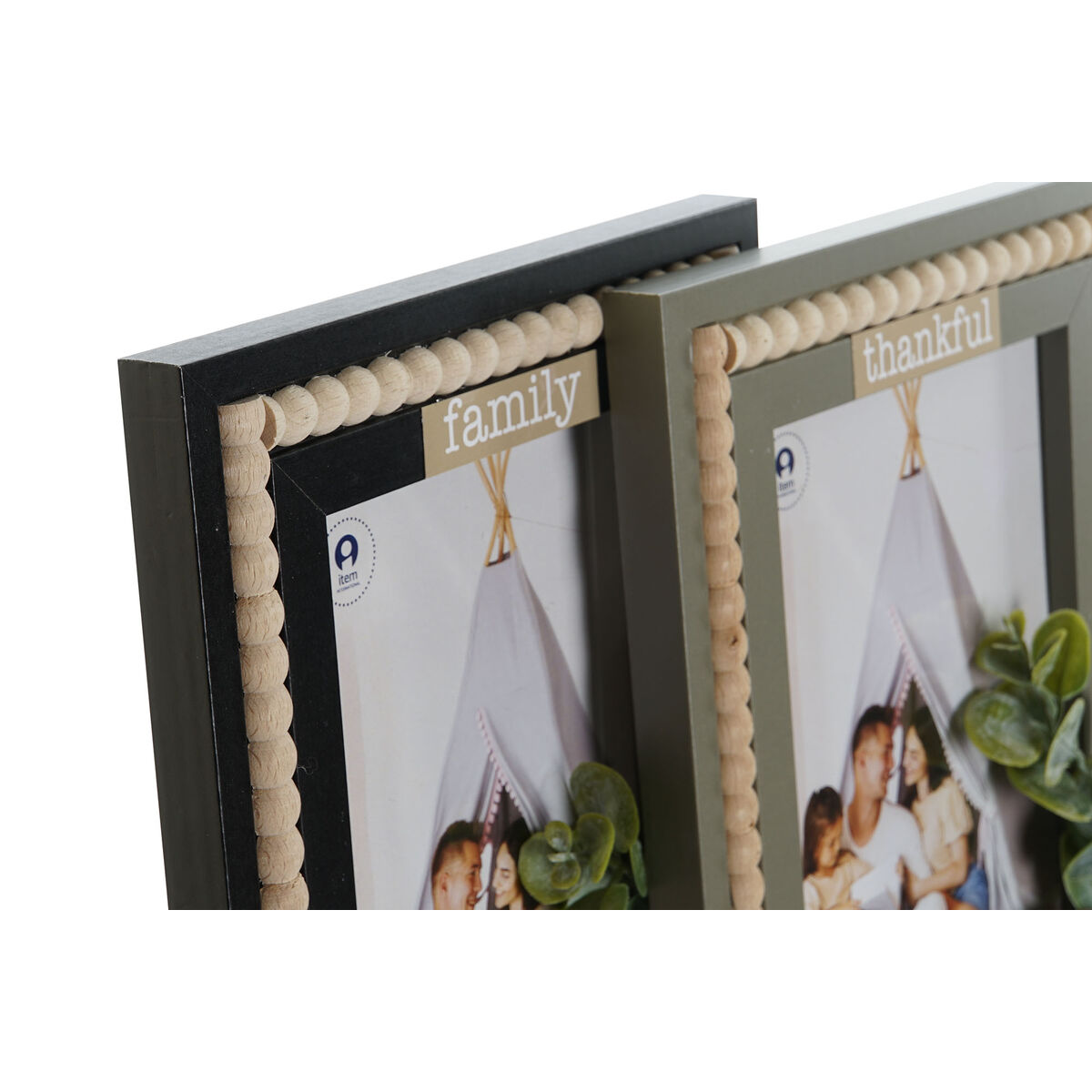 Fotoram Home ESPRIT Svart Grön Naturell Aluminium Glas Trä MDF Scandi 19 x 2 x 24 cm (2 antal) - 3