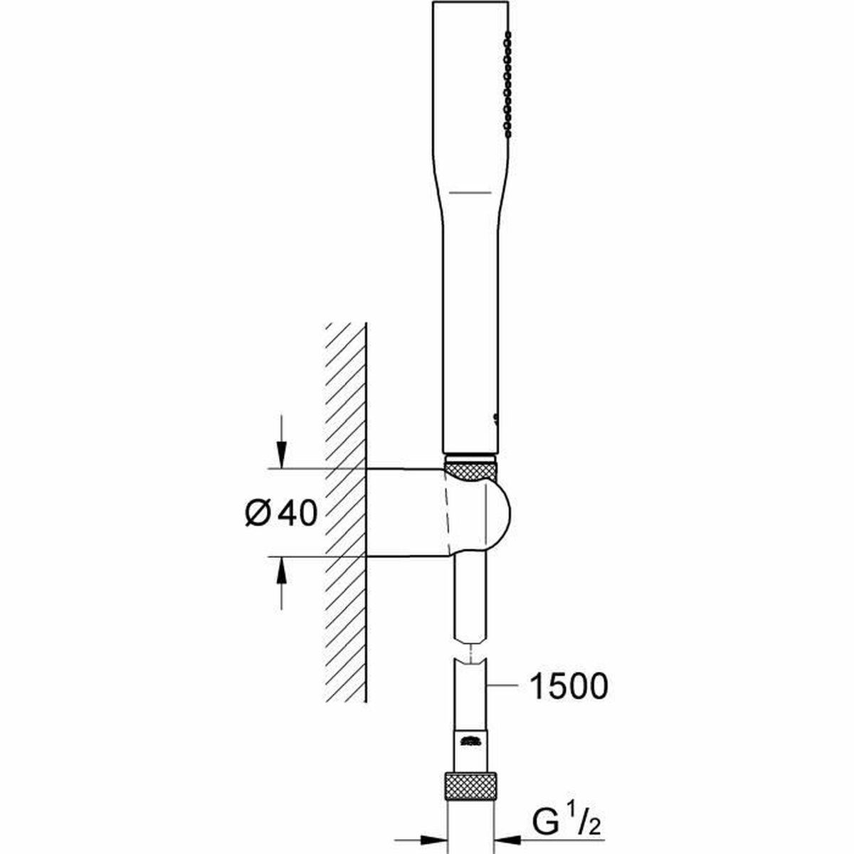 Ett duschhuvud med en slang för att rikta flödet Grohe Vitalio Get Stick 27459000 Kromad 150 cm 1 Position - 4