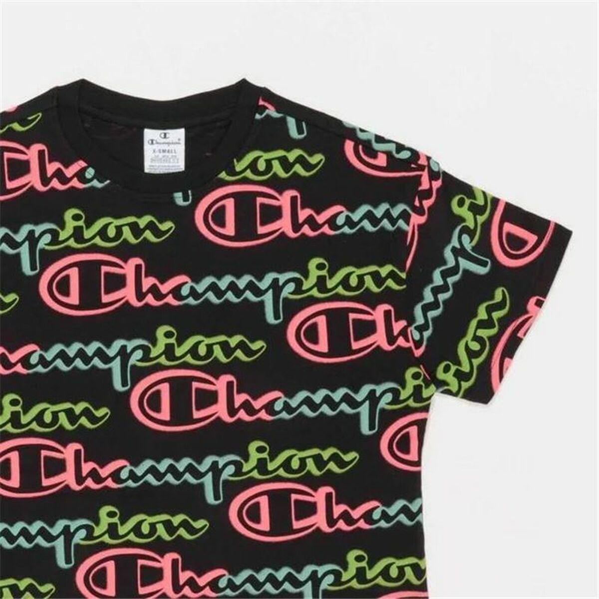 T-shirt med kortärm Dam Champion Crewneck Croptop Svart - 3