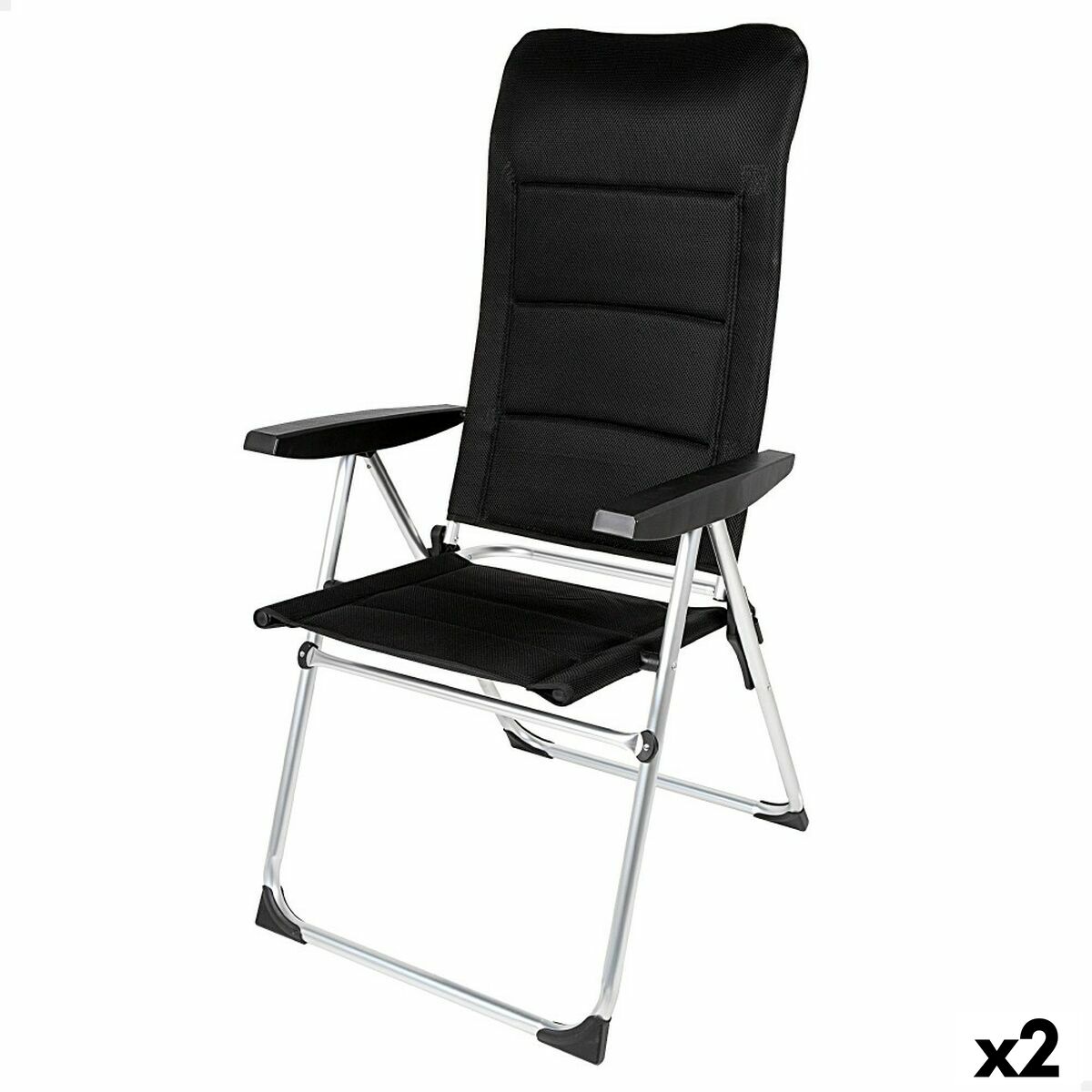 Strandstol Aktive Deluxe Hopfällbar Svart 49 x 123 x 67 cm (2 antal) - 8