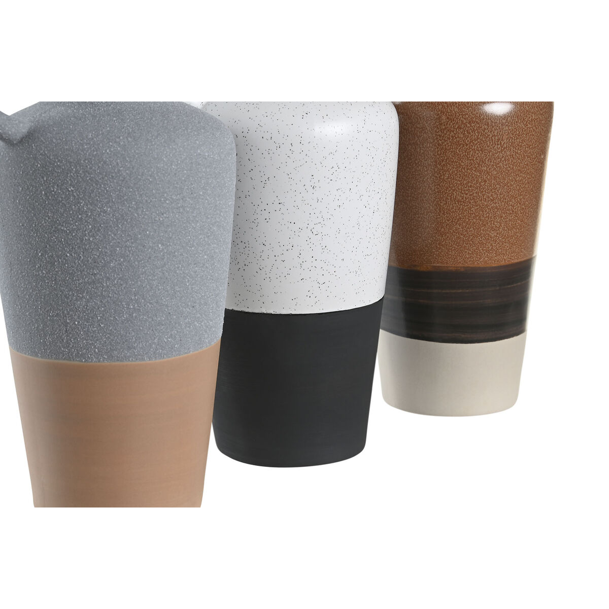 Vas DKD Home Decor Vit Grå Terrakota n Porslin 13,3 x 11 x 27,3 cm 13,3 x 11 x 28 cm (3 antal) - 3